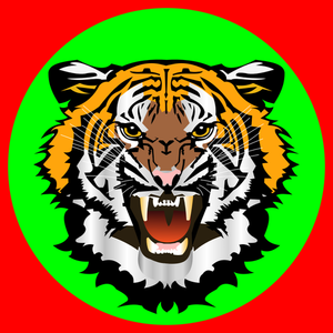 Tigre verde sull'illustrazione vettoriale adesivo rosso