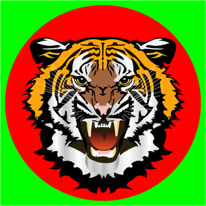 Tigre rosse su adesivo verde vettoriale ClipArt
