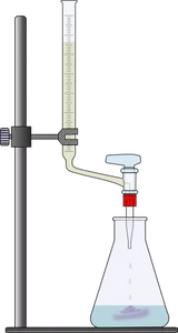 Clip-art do processo de titulação de oxigênio com um copo de