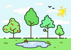Vector clip art of different trees