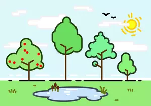 Vector clip art of different trees