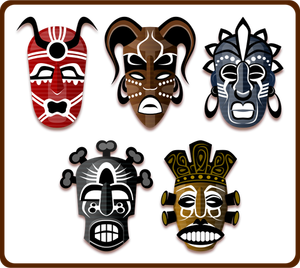 Image vectorielle d'ensemble de masques africains
