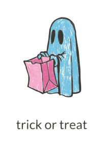 Ghost met roze papieren zak vector afbeelding