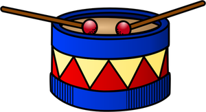Vector clip art of red and blue drum