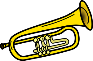 Yellow trumpet line art vector illustration