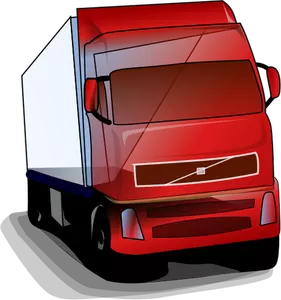 Clip art wektor z czerwona ciężarówka na drodze