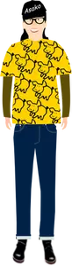 Illustration vectorielle de gars branché dans t-shirt avec motif cochon