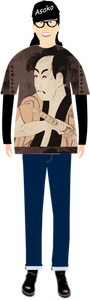 Vector Illustrasjon av trendy fyren i t-skjorte med sharaku mønster