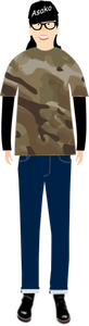 Vector de la imagen de moda hombre en camiseta con patrón de camuflaje