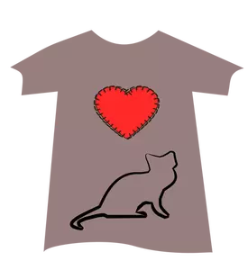 T-shirt med katten og hjerte
