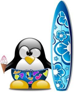 Tux surfer vector afbeelding