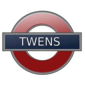 London underground station sign for Twens vector illustration.