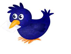Image of twitter bird carrying a letter in its beak