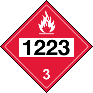 Vectorillustratie van rode teken met UN 1223 code voor kerosine