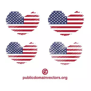 Bandera USA formas del corazón
