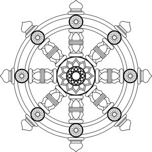 Dharmachakra religiosi vettoriale disegno