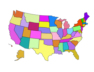 Grafika wektorowa mapa państw amerykańskich