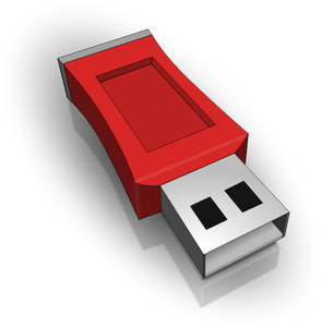 3D gambar merah USB stick vektor