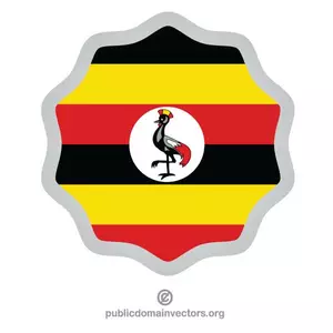 Bandiera dell'Uganda in un adesivo rotondo