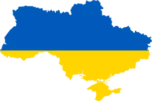 Ukrainan kartta, jonka yllä on lippu vektori ClipArt-kuva