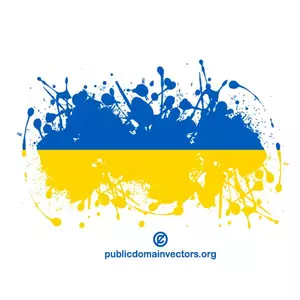 Bandera de Ucrania en salpicaduras de tinta
