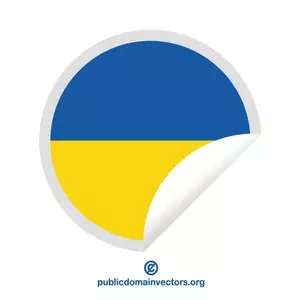 Adesivo redondo com bandeira da Ucrânia