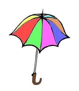 Cartoon vector graphics of colorful umbrella