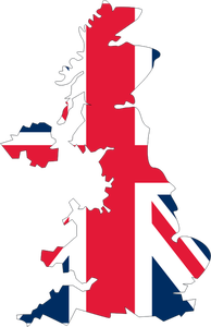 Flagge des Vereinigten Königreichs mit Karte