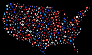 USA Karte mit prismatischen Stars