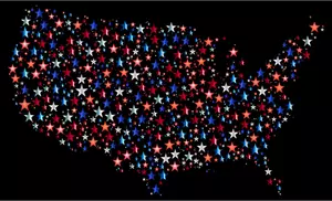 Peta Amerika Serikat dengan prismatik bintang