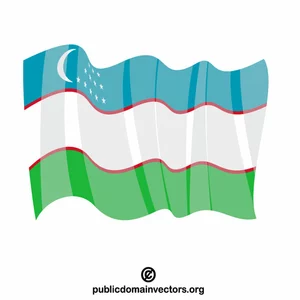 Флаг Узбекистана развевается флагом