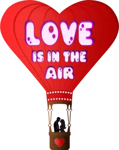 Vector Illustrasjon av Valentinsdag ballong med bokstaver Love er i luften