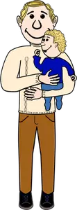 Vector image of father and child