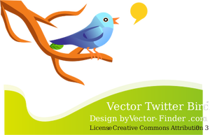 Pájaro de Twitter en una rama en gráficos de vectores de naturaleza