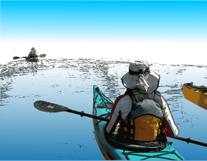 Kayakers se aventurează grafică vectorială