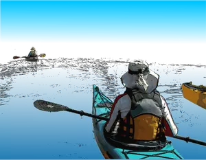 Kayakers venturing vector graphics