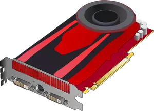 Red 3D video card vector drawing