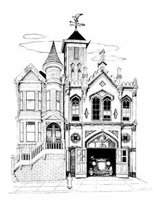 Vector illustration of vintage firehouse