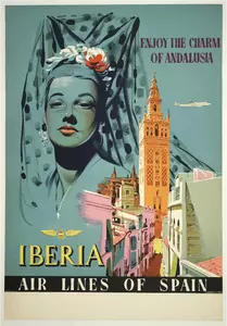 Andalusia perjalanan promosi poster vektor ilustrasi