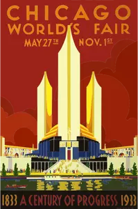 Vektorgrafiken von Vintage Poster von Chicago World's Fair 1933