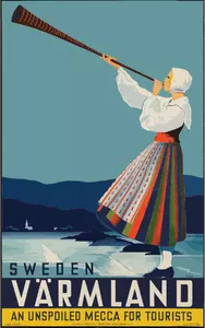 Zeichnung des Jahrgang Reisen Poster Värmland