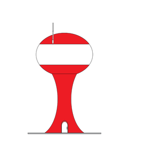 Red and white vector clip art of a lighthouse
