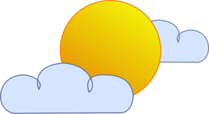 Blå och gul symbol för delvis molnig himmel vektor ClipArt