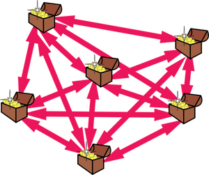 Vector image of early WEB structure with pots of gold