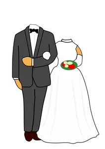 Illustration of headless wedding couple