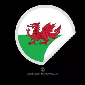 Walesiska flagga rund klistermärke