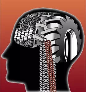 Color vector image of male thinking head.