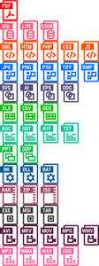 Vektor-Bild, der bunten Datei Erweiterung Symbole