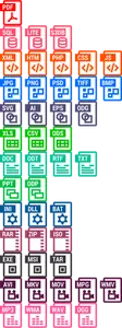 Vector de la imagen de los símbolos de extensión de archivo colorido