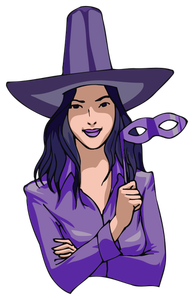 Jeune sorcière en illustration vectorielle violet